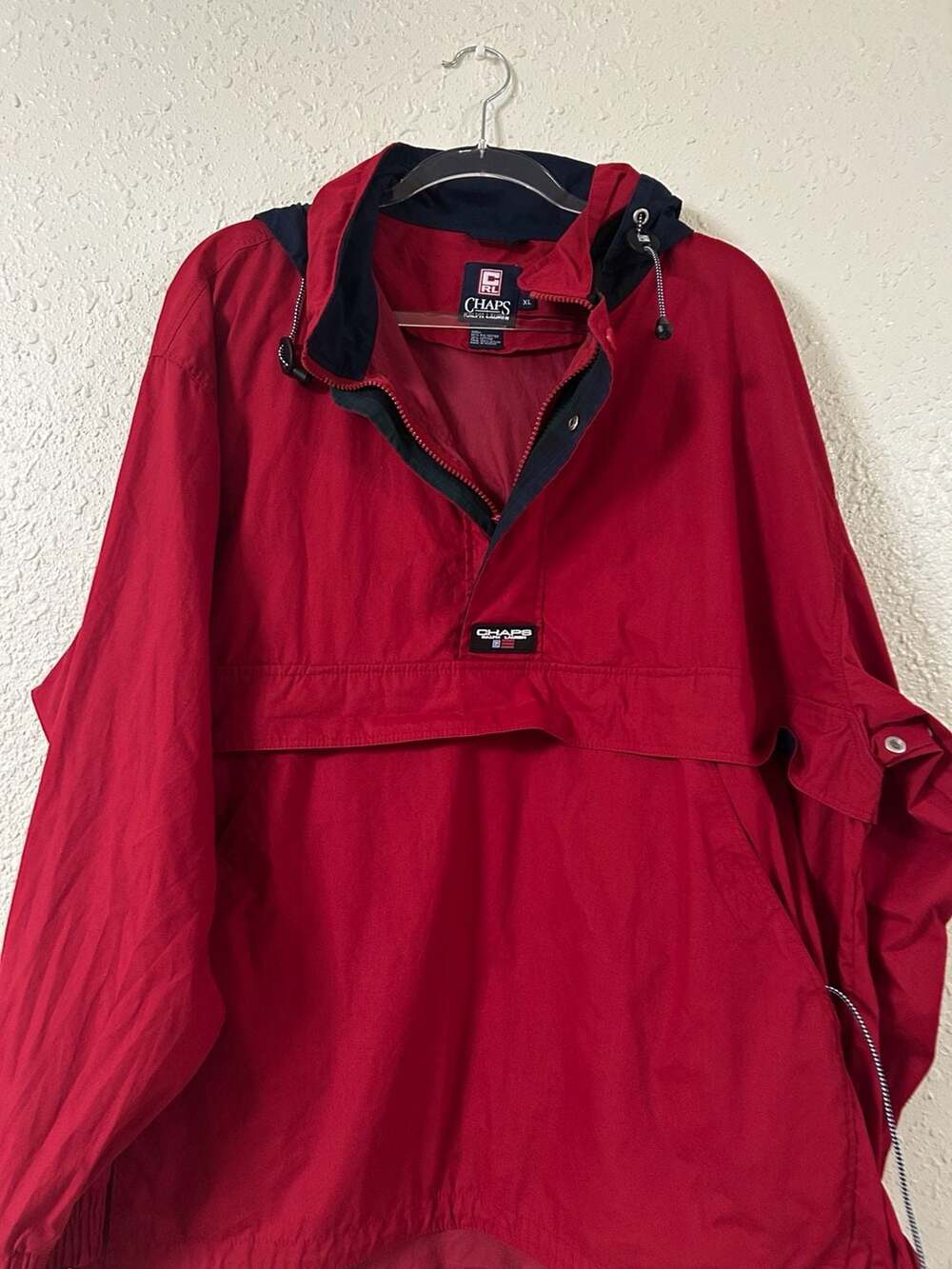 Vintage Chaps Ralph Lauren Red Pullover Anorak Jacket Size XL